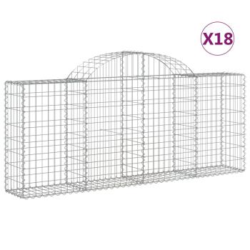 Gabionen mit Hochbogen 18 Stk. 200x30x80/100cm Verzinktes Eisen