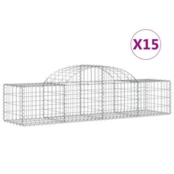 Gabionen mit Hochbogen 15 Stk. 200x50x40/60 cm Verzinktes Eisen