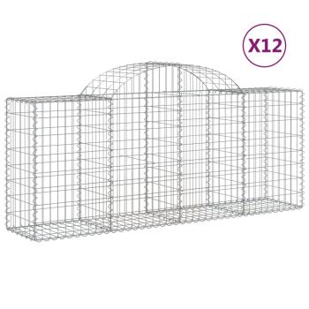Gabionen mit Hochbogen 12 Stk. 200x50x80/100cm Verzinktes Eisen