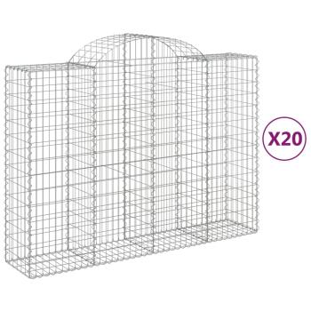 Gabionen mit Hochbogen 20Stk. 200x50x140/160cm Verzinktes Eisen