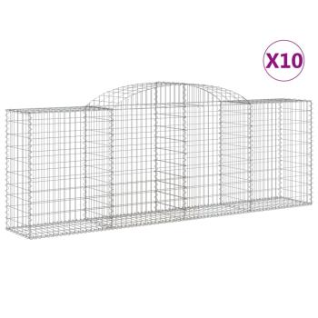 Gabionen mit Hochbogen 10 Stk 300x50x100/120cm Verzinktes Eisen