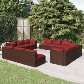 ARDEBO.de - 12-tlg. Garten-Lounge-Set mit Kissen Poly Rattan Braun
