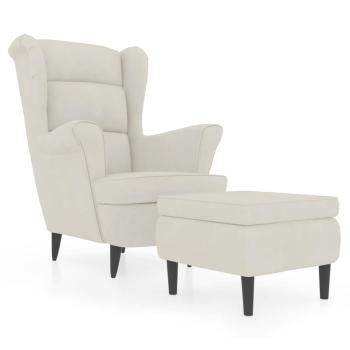 Ohrensessel mit Hocker Creme Samt