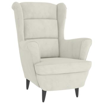 Ohrensessel mit Hocker Creme Samt