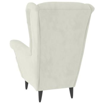 Ohrensessel mit Hocker Creme Samt