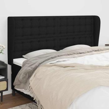 ARDEBO.de - Kopfteil mit Ohren Schwarz 163x23x118/128 cm Stoff