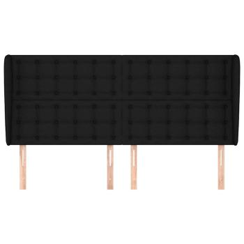 Kopfteil mit Ohren Schwarz 163x23x118/128 cm Stoff