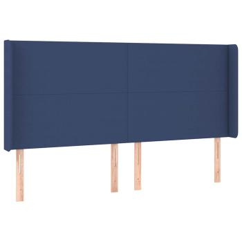 Kopfteil mit Ohren Blau 183x16x118/128 cm Stoff