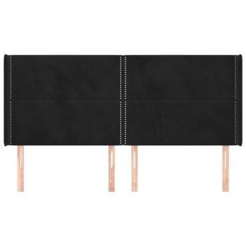Kopfteil mit Ohren Schwarz 183x16x118/128 cm Samt