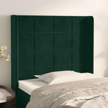 ARDEBO.de - Kopfteil mit Ohren Dunkelgrün 93x16x118/128 cm Samt