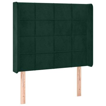 Kopfteil mit Ohren Dunkelgrün 93x16x118/128 cm Samt