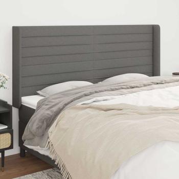 ARDEBO.de - Kopfteil mit Ohren Dunkelgrau 203x16x118/128 cm Stoff