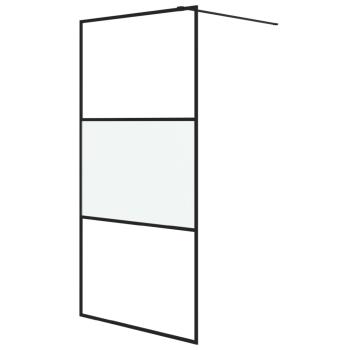 Duschwand f?r Begehbare Dusche Schwarz 100x195 cm Halbmatt ESG