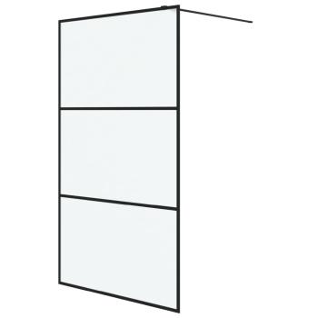 Duschwand f?r Begehbare Dusche Schwarz 115x195 cm Matt ESG-Glas