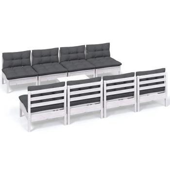 9-tlg. Garten-Lounge-Set mit Kissen Kiefer Massivholz