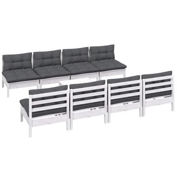 9-tlg. Garten-Lounge-Set mit Kissen Kiefer Massivholz