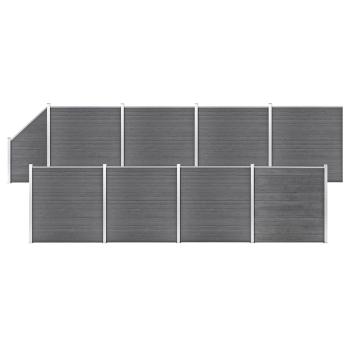 ARDEBO.de - WPC Zaun-Set 8 Quadrate + 1 Schräge 1484x186 cm Grau