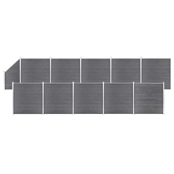 ARDEBO.de - WPC Zaun-Set 10 Quadrate + 1 Schräge 1830x186 cm Grau