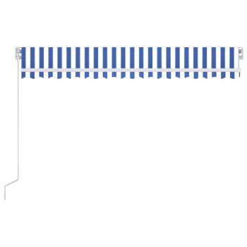 Markise Manuell Einziehbar mit LED 450x350 cm Blau und Weiß