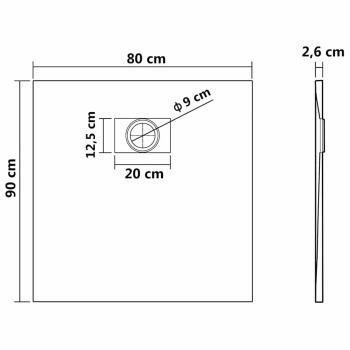 Duschwanne SMC Schwarz 90×80 cm