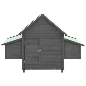 Hühnerstall Grau und Weiß 150x96x110 cm Massivholz Tanne