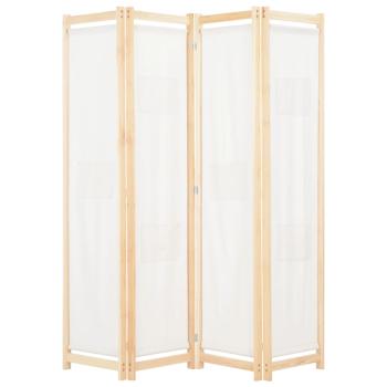 ARDEBO.de - 4-teiliger Raumteiler Cremeweiß 160 x 170 x 4 cm Stoff