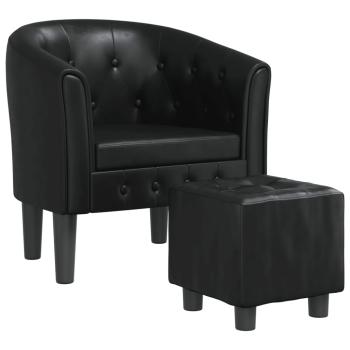 Clubsessel mit Fu?hocker Schwarz Kunstleder