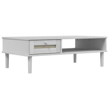 Couchtisch SENJA Rattan-Optik Wei? 100x55x33 cm Kiefernholz
