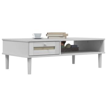 Couchtisch SENJA Rattan-Optik Wei? 100x55x33 cm Kiefernholz