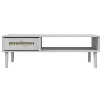 Couchtisch SENJA Rattan-Optik Wei? 100x55x33 cm Kiefernholz