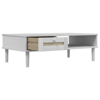 Couchtisch SENJA Rattan-Optik Wei? 100x55x33 cm Kiefernholz