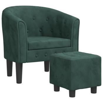 Clubsessel mit Fu?hocker Dunkelgr?n Samt