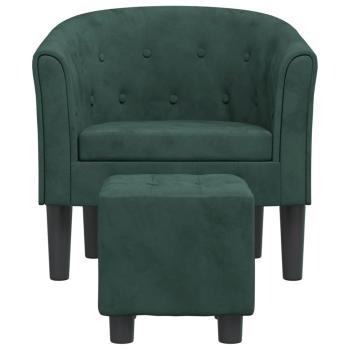 Clubsessel mit Fu?hocker Dunkelgr?n Samt