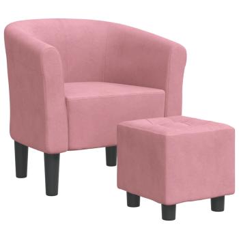 Clubsessel mit Fu?hocker Rosa Samt