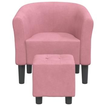 Clubsessel mit Fu?hocker Rosa Samt