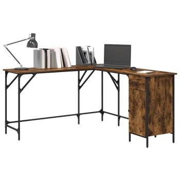 Schreibtisch Räuchereiche 141x141x75 cm Holzwerkstoff