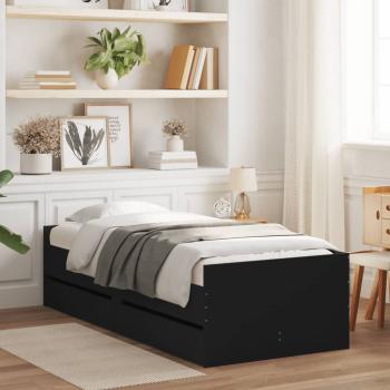 ARDEBO.de - Bett mit Schubladen Schwarz 75x190 cm
