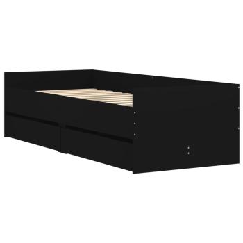 Bett mit Schubladen Schwarz 75x190 cm