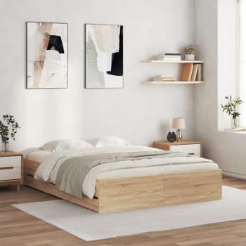 ARDEBO.de - Bettgestell mit Schubladen Sonoma-Eiche 150x200cm Holzwerkstoff