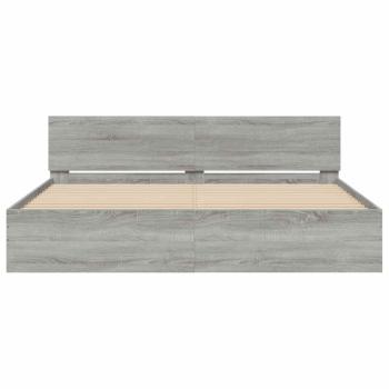 Bettgestell mit Kopfteil Grau Sonoma 200x200 cm