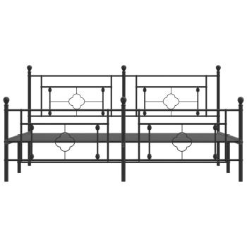 Bettgestell mit Kopf- und Fußteil Metall Schwarz 183x213 cm
