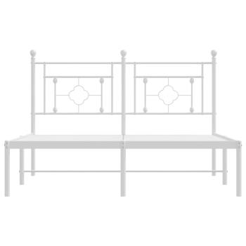 Bettgestell mit Kopfteil Metall Weiß 140x190 cm