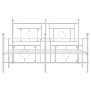 Bettgestell mit Kopf- und Fußteil Metall Weiß 135x190 cm