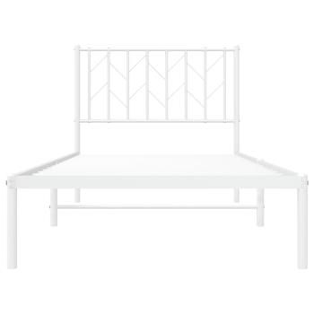 Bettgestell mit Kopfteil Metall Weiß 90x200 cm