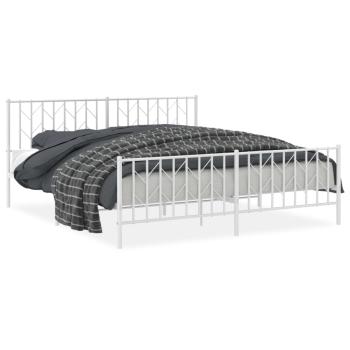 Bettgestell mit Kopf- und Fußteil Metall Weiß 183x213 cm
