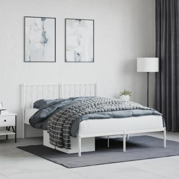 ARDEBO.de - Bettgestell mit Kopfteil Metall Weiß 140x200 cm