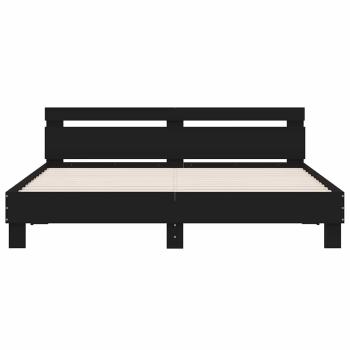 Bettgestell mit Kopfteil Schwarz 200x200 cm Holzwerkstoff