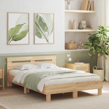 ARDEBO.de - Bettgestell mit Kopfteil Sonoma-Eiche 120x200 cm Holzwerkstoff