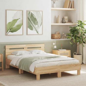 ARDEBO.de - Bettgestell mit Kopfteil Sonoma-Eiche 135x190 cm Holzwerkstoff