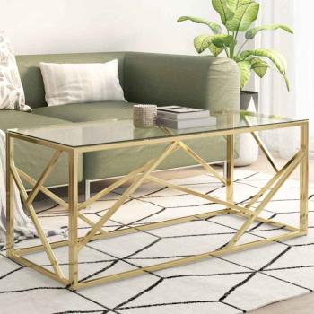 ARDEBO.de - Couchtisch Golden Edelstahl und Hartglas